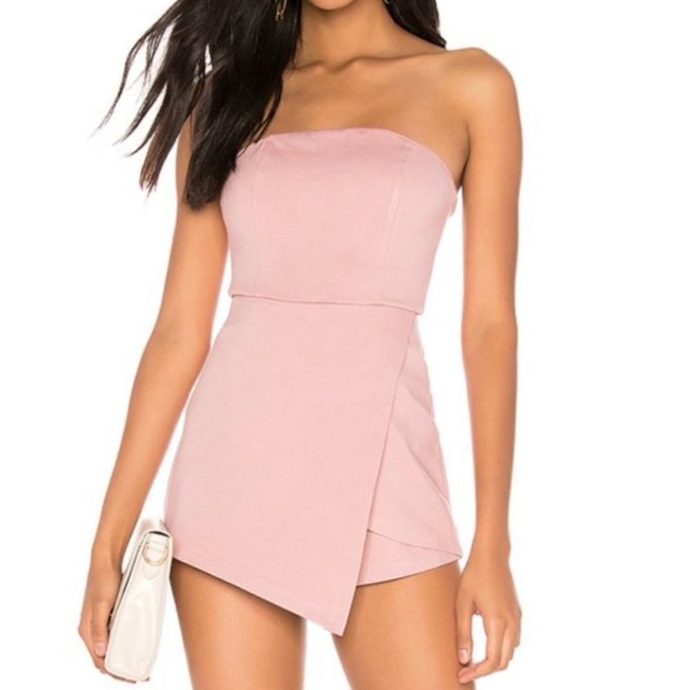 Revolve Superdown Avery Strapless Romper in Blush